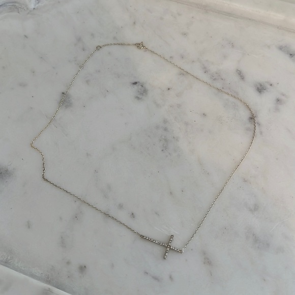 Blue Ruby Dainty Cross Necklace - Picture 2 of 10